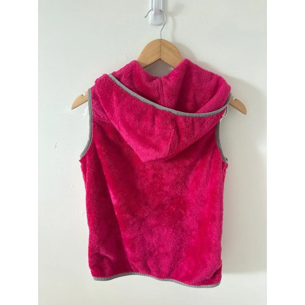 The North Face Girls Pink Hooded Fleece Vest Full Zip Size L 14/16